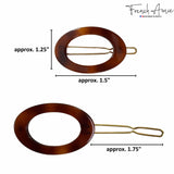 French Amie Oval Hoop Small 1 1/4” Celluloid Handmade Hair Barrette Clips(2 Pcs)