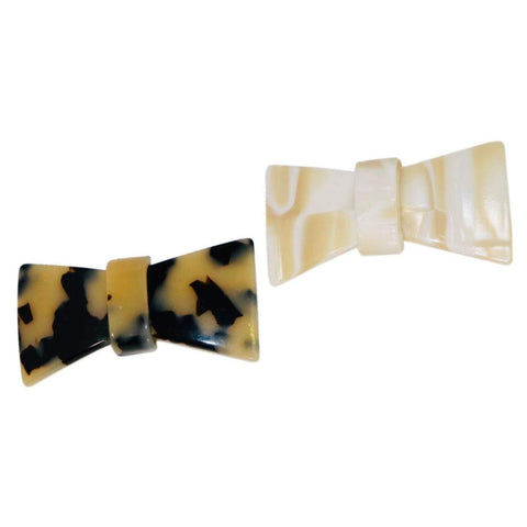 French Amie Classy Bow Small Cream and White Tokyo Handmade Hair Barrettes