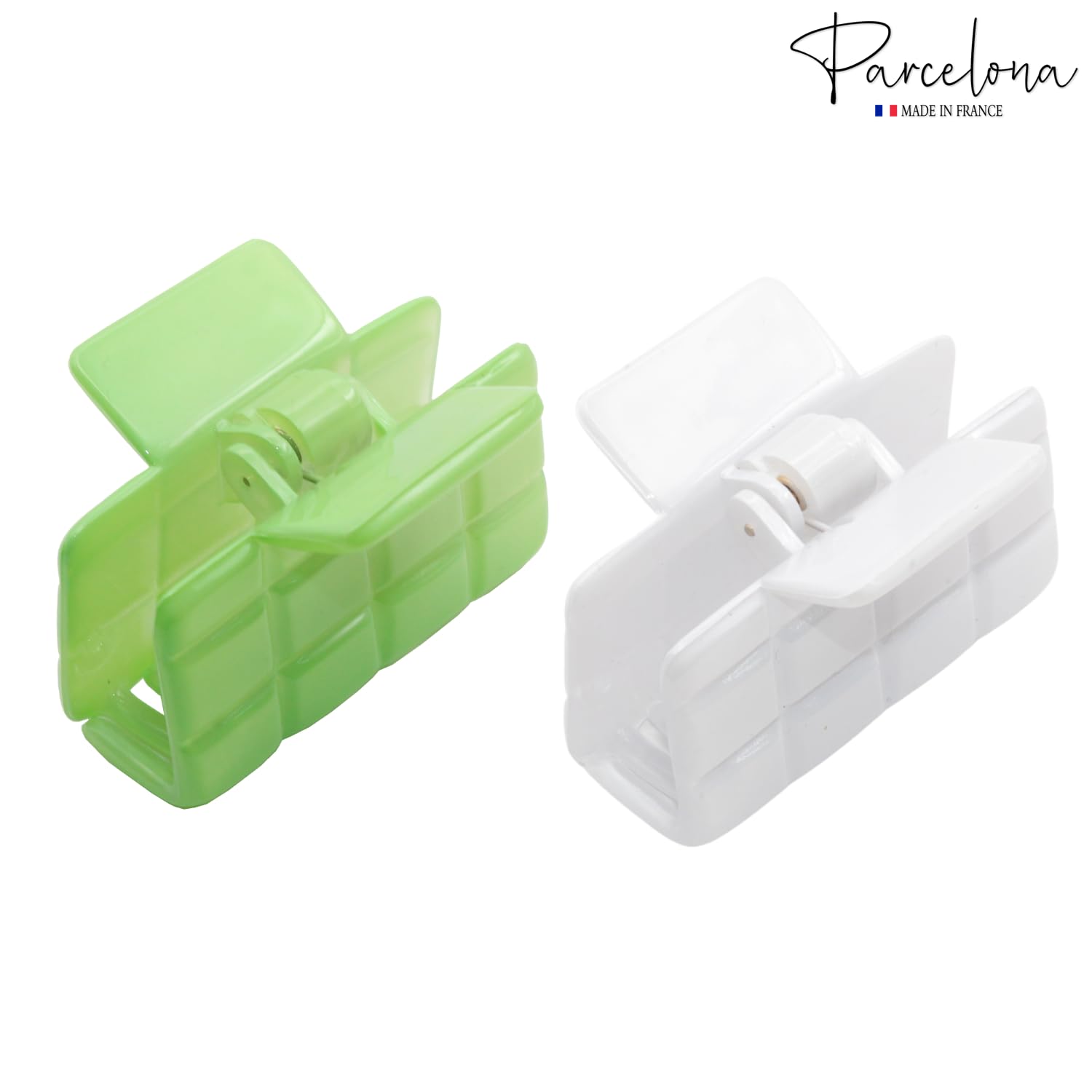 Parcelona French Checkered Small Cellulose Jaw Hair Claw Clamps for Women(2 Pcs)