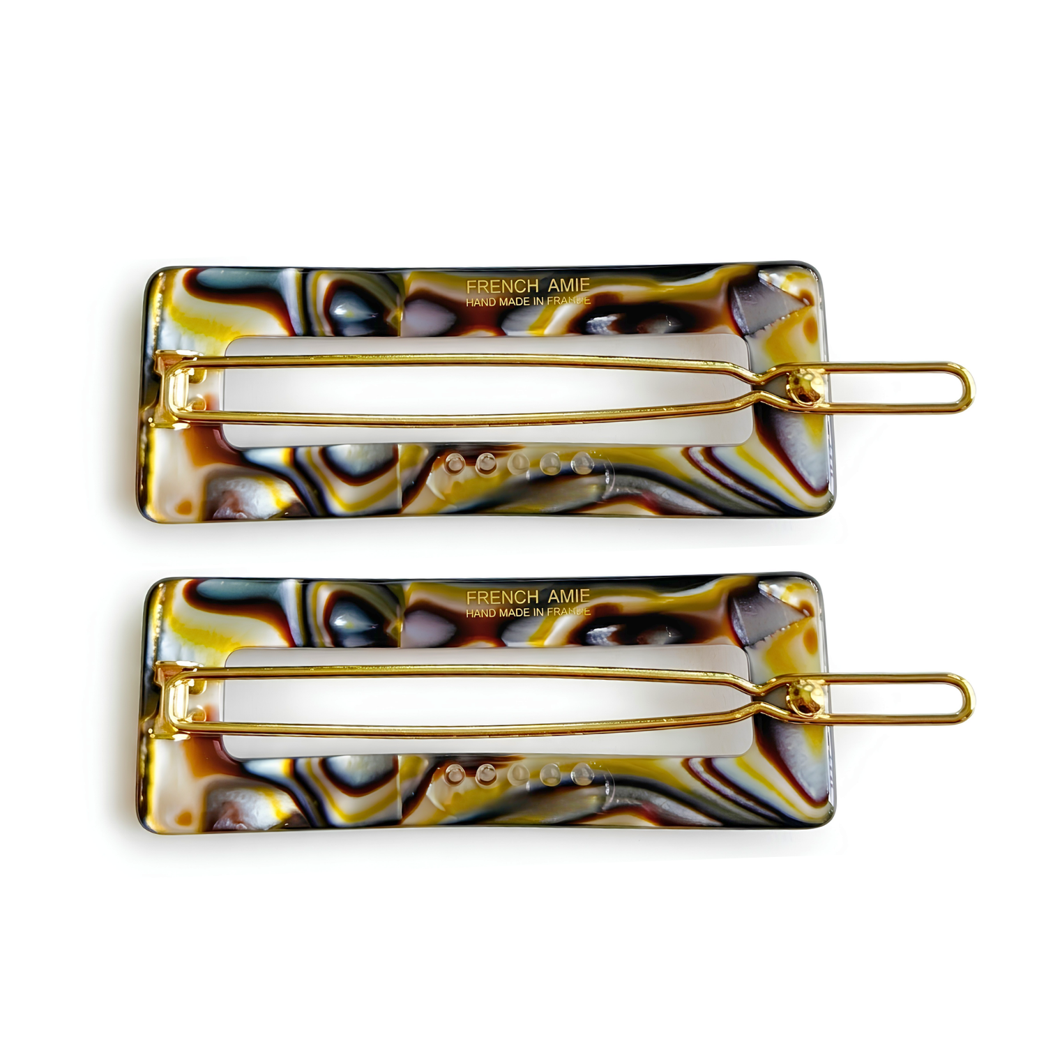 French Amie Small 2.25 Inch Open Window Rectangle Hair Barrette Clip Set of 2