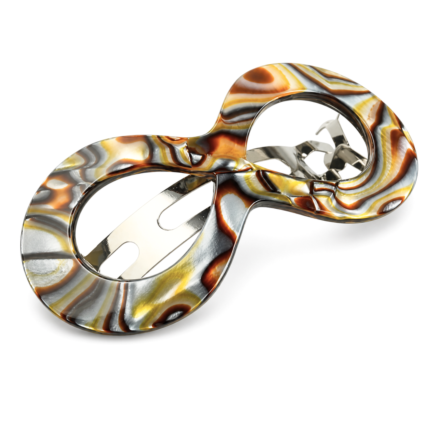 French Amie Infinity Loop Medium Hair Barrette 3" Cellulose Handmade Women Clip