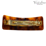 French Amie Wide Quilted Rectangular Barrette 3.5" Handmade Cellulose Acetate Hair Clip