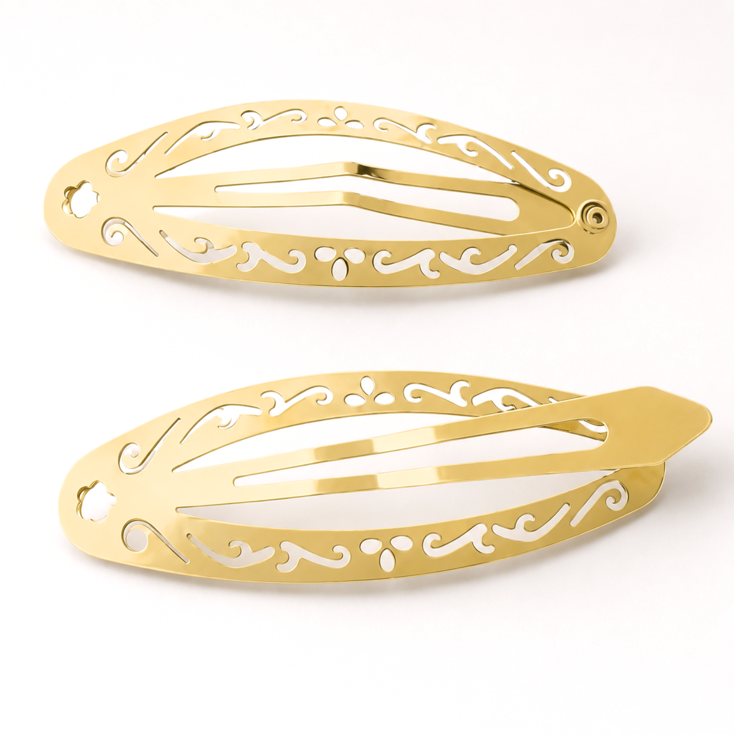 Moeni Filigree Cutout 3.25" Large Metal Snap Hair Clips Barrettes Womens 4 Pack