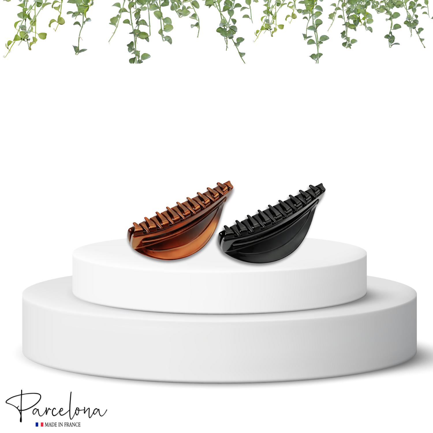 Parcelona French Thin Arch Cutout Medium 3" Hair Claw Clips for Women Set of 2