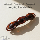 Parcelona French Scalloped Oval Barrette 4.75" Tortoise Shell Non-Slip Hair Clip Grip