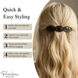 Parcelona French Scalloped Oval Barrette 4.75" Tortoise Shell Non-Slip Hair Clip Grip