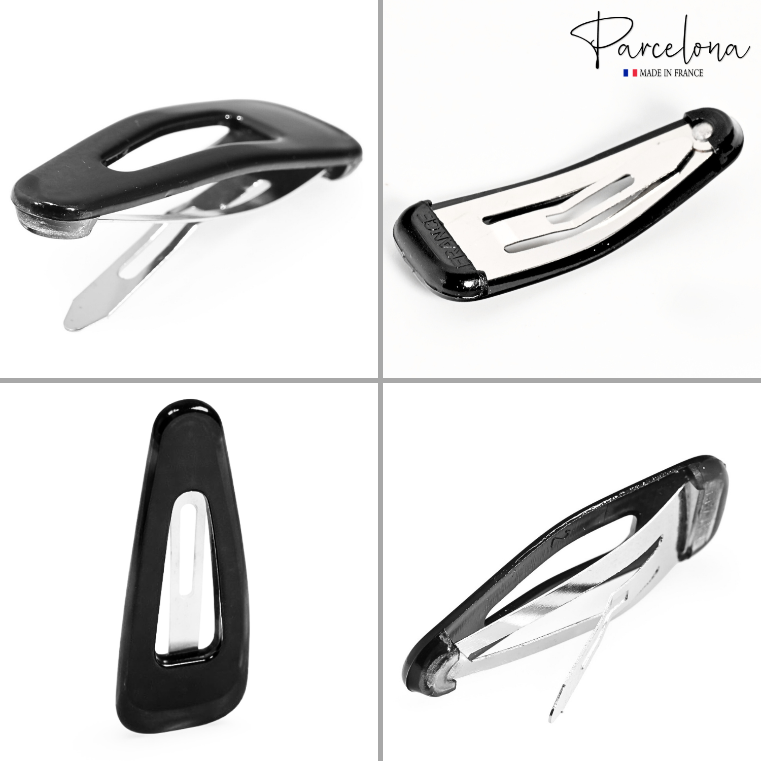 Parcelona French Mini Set of 4 Small 1.25" Cellulose Snap Hair Pins for Women