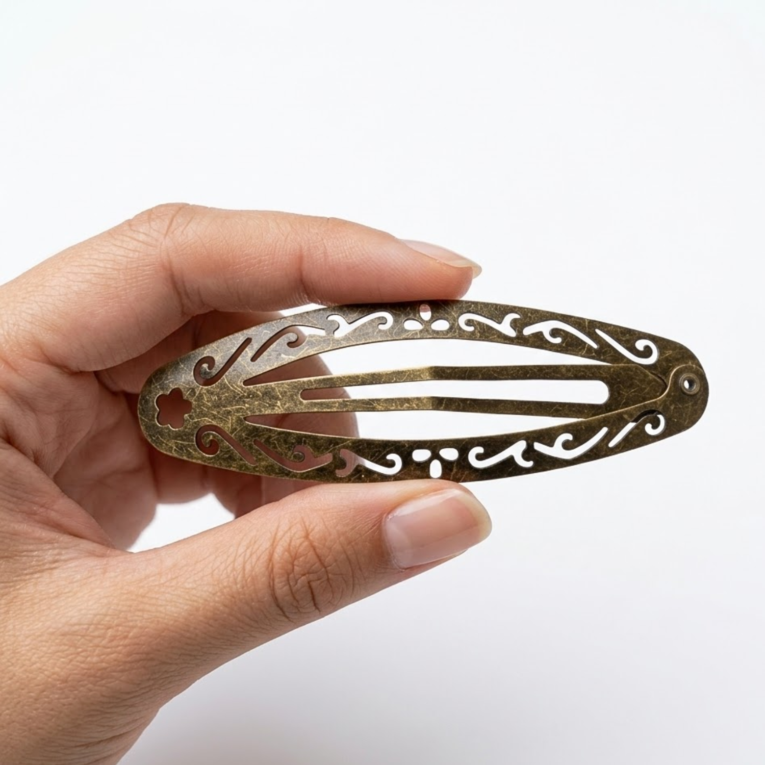 Moeni Filigree Cutout 3.25" Large Metal Snap Hair Clips Barrettes Womens 4 Pack