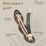 Parcelona French Scalloped Oval Barrette 4.75" Tortoise Shell Non-Slip Hair Clip Grip