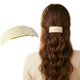 French Amie Wide Quilted Rectangular Barrette 3.5" Handmade Cellulose Acetate Hair Clip