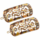 French Amie Swirls 2 ¼” Celluloid Handmade Tige Boule Snap Hair Clips for Women