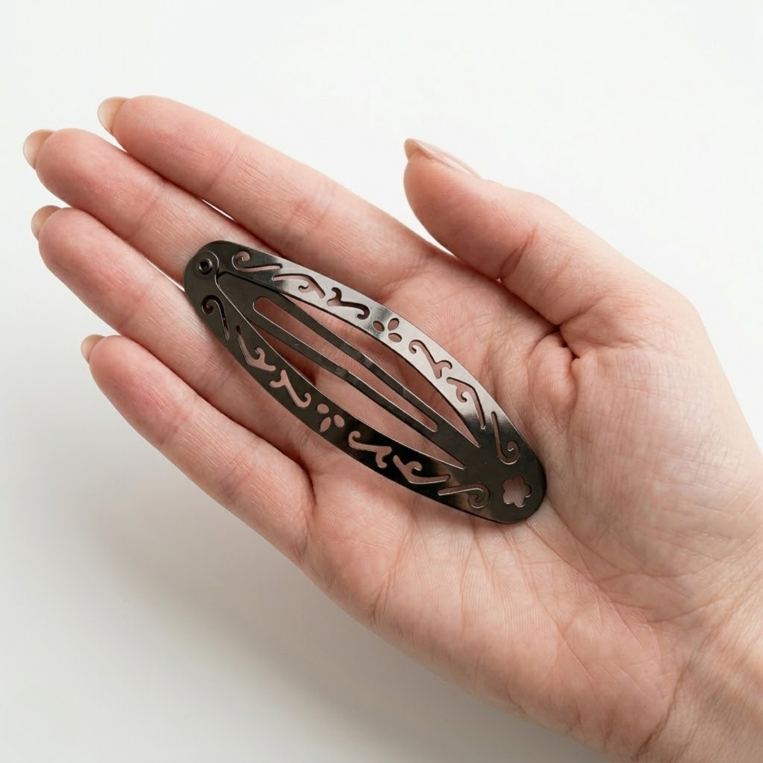 Moeni Filigree Cutout 3.25" Large Metal Snap Hair Clips Barrettes Womens 4 Pack