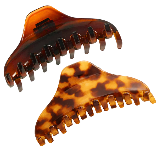 Parcelona French Boss Thin and Narrow Celluloid Hair Claws for Women (2 Pcs)