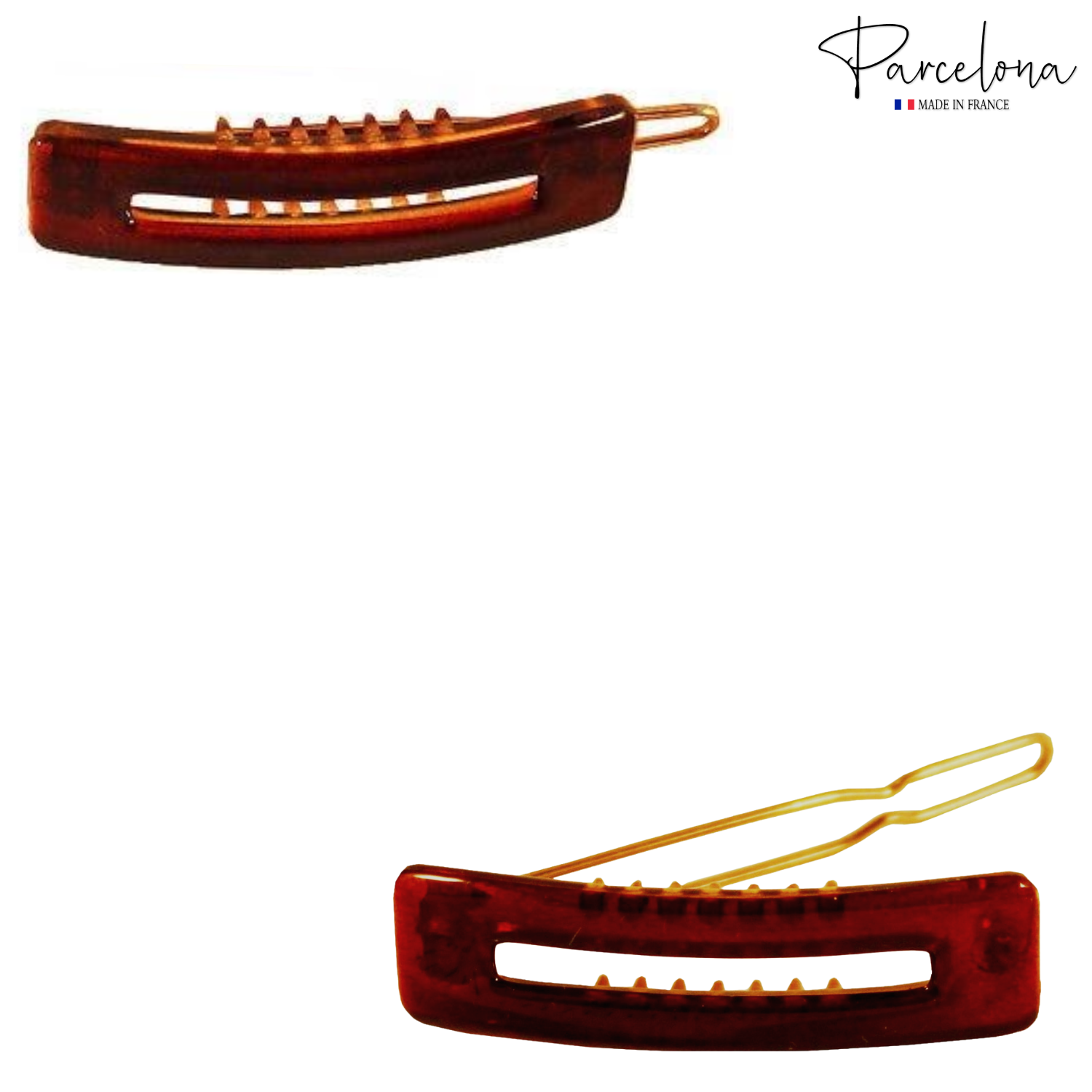 Parcelona French Tunis Medium Cellulose Acetate Side Slide Hair Pins for Women