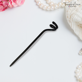 French Amie Twirl Black 6" Large Cellulose Handmade Chignon Bun Hair Pin Stick