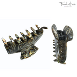 French Amie Chic Onyx Grey Handmade Celluloid Large Jaw Hair Claw Clip Clutcher