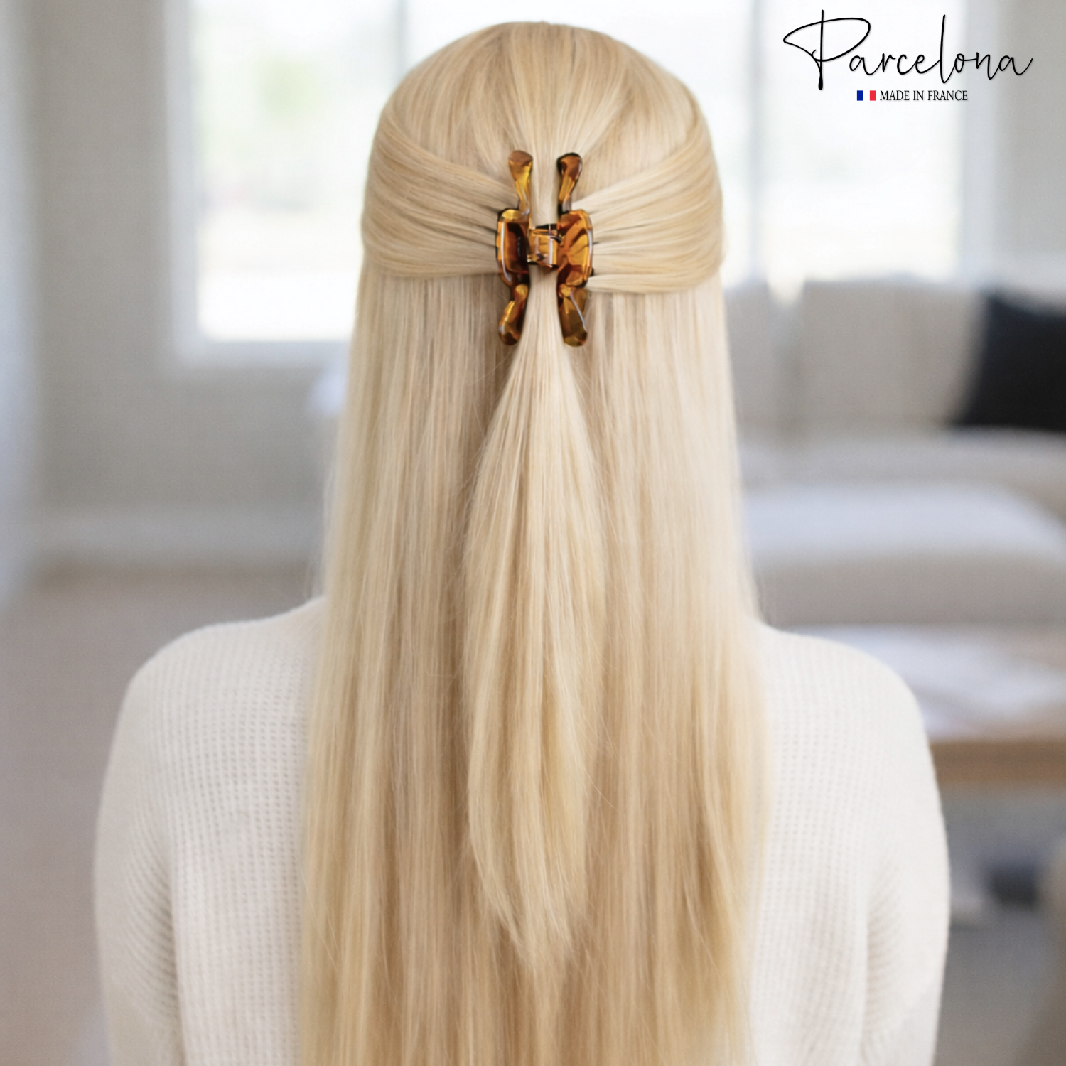 Parcelona French Classic 3" Medium Cellulose Hair Claws for Women & Girls (2Pcs)