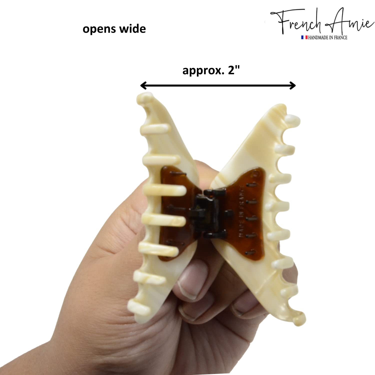 French Amie Director Thin and Narrow Small Handmade Cellulose Hair Claw for Women
