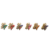 Moeni Mini Butterfly 3/4" Metal Crystal Set of 6 Jaw Claw Hair Clips