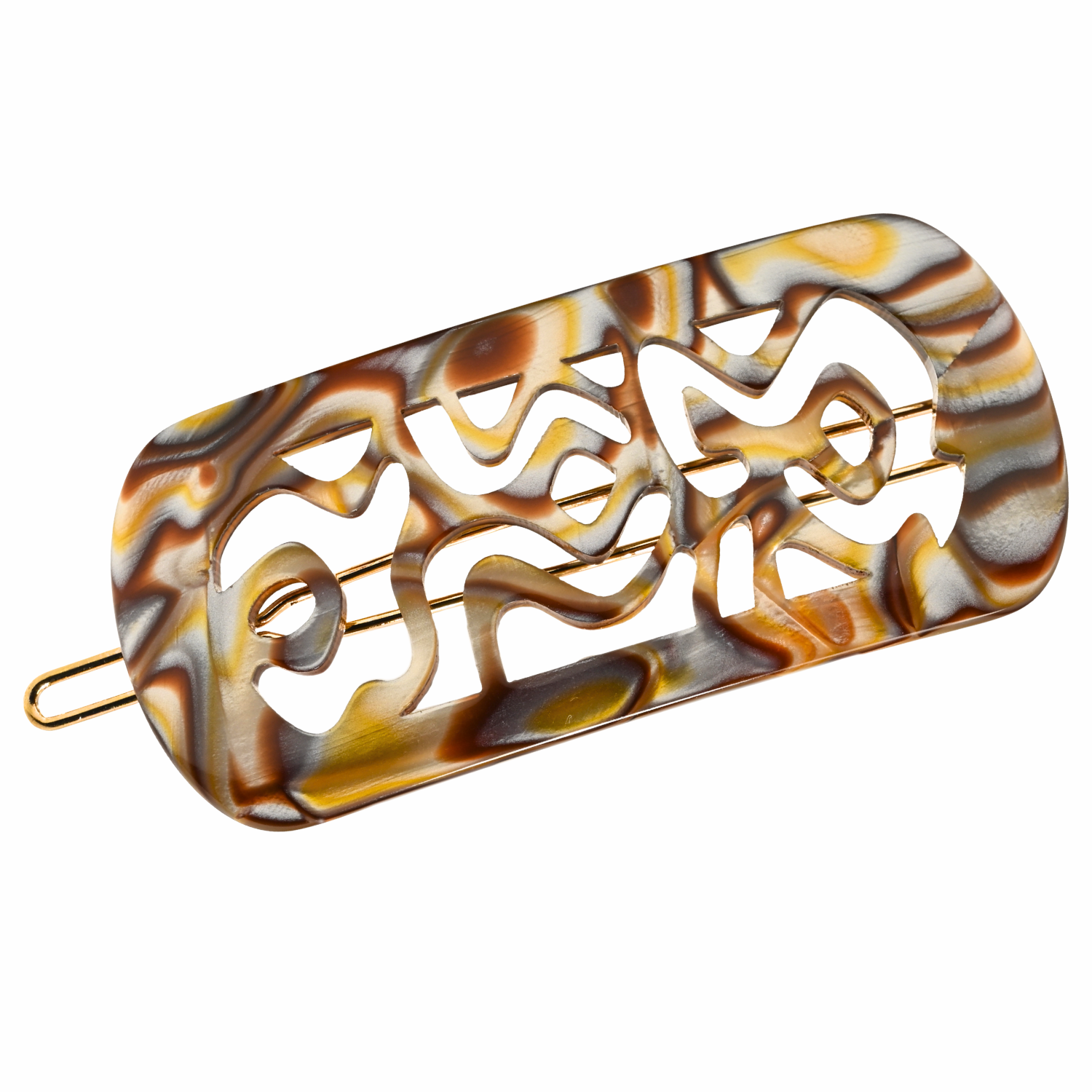 French Amie Swirls 2 ¼” Celluloid Handmade Tige Boule Snap Hair Clips for Women