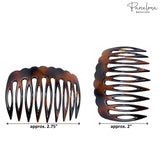 Parcelona French Scallop Edge Brown Small 9 Teeth Good Grip Hair Side Combs