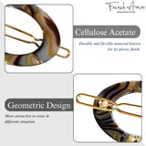 French Amie Oval Hoop Small 1 1/4” Celluloid Handmade Hair Barrette Clips(2 Pcs)