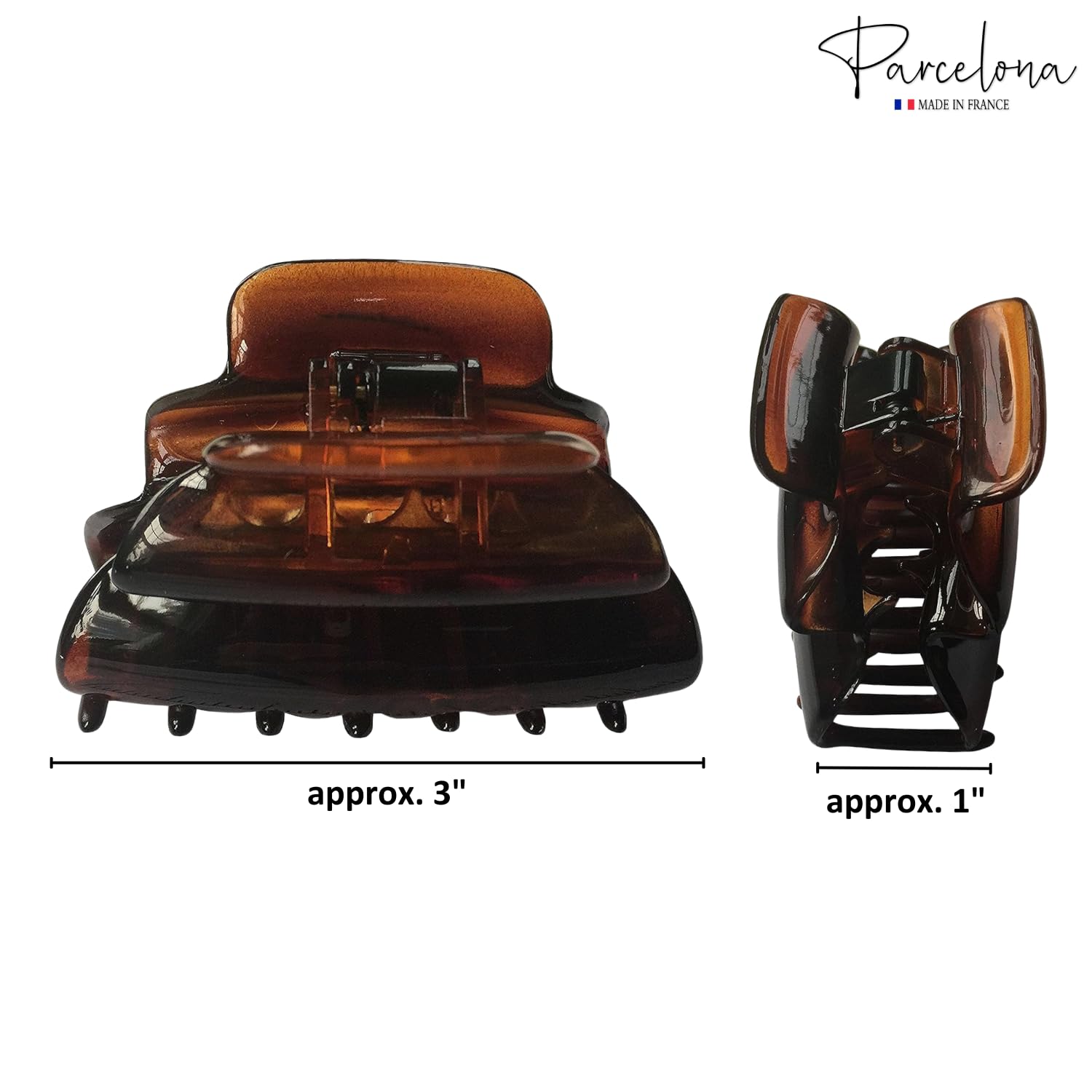 Parcelona French Crumpled Fat Medium Shell Cellulose Jaw Hair Claw Clip Clutcher