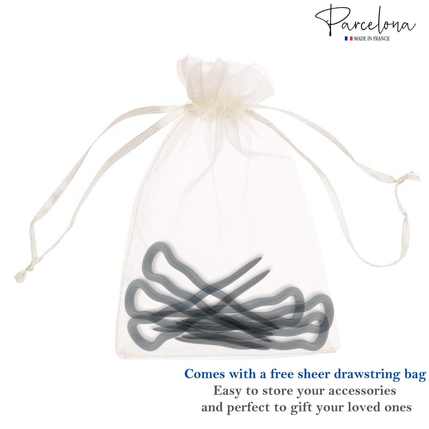 Parcelona French Mystic Large Cellulose Hair Pins for Women & Girls(6Pcs)