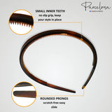 Parcelona French Thin Shell and Black Inner Teeth Nibs Hair Headband 2 Pcs