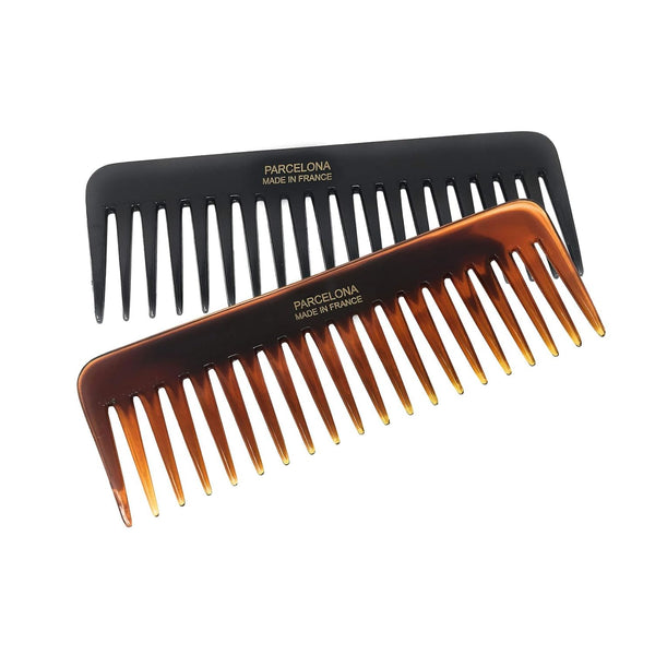 Parcelona French Fluffy Large Tortoise Shell and Black Celluloid Hair Combs(2 Pcs)