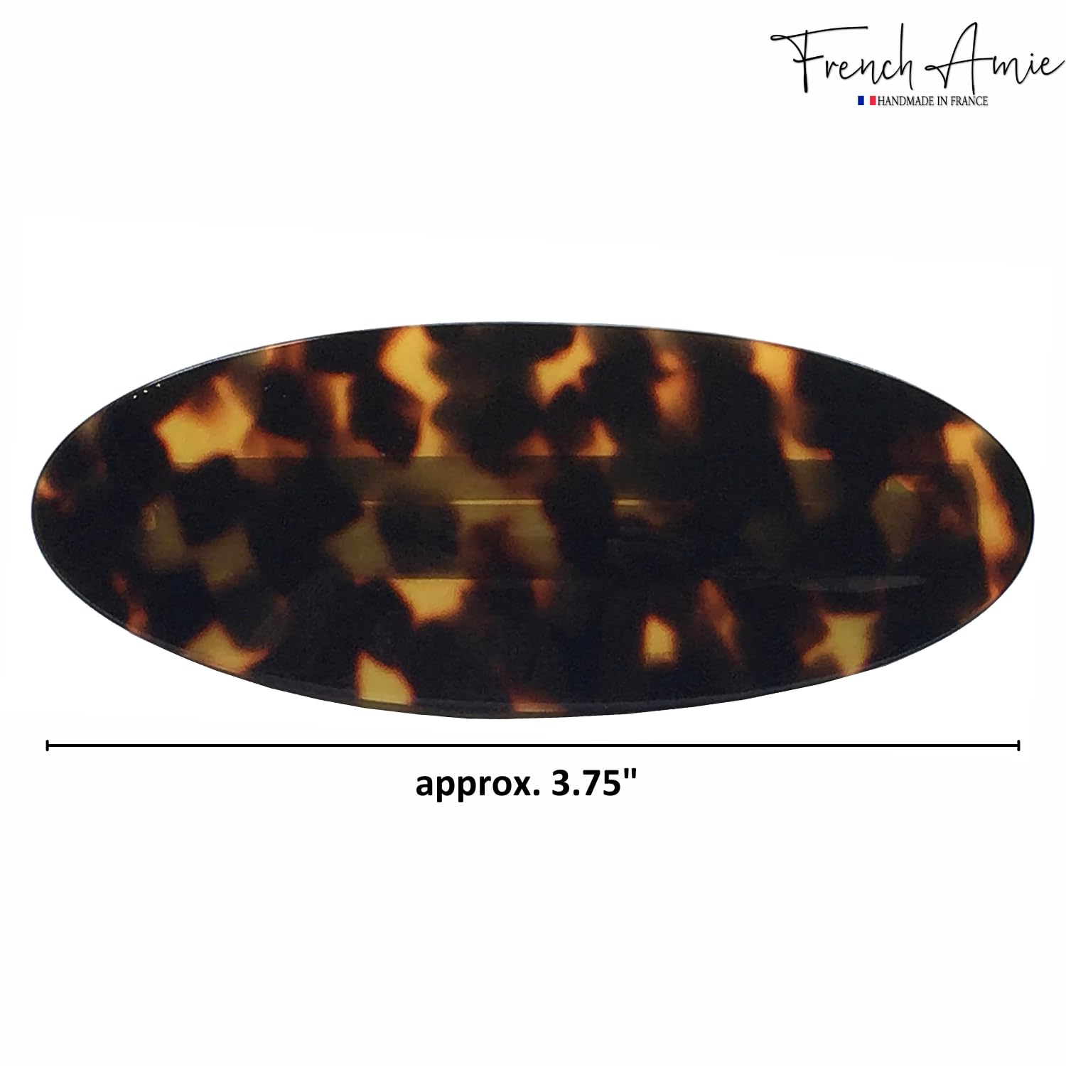 French Amie Fine Oval Medium Cellulose Handmade Automatic Hair Clip Barrette