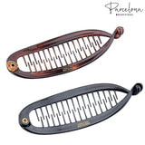 Parcelona French Shell & Black 4 1/2" Set of 2 Banana Hair Claw