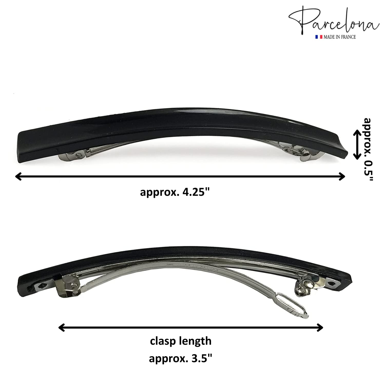 Parcelona French Long and Thin Large Cellulose Hair Barrette for Women and Girls