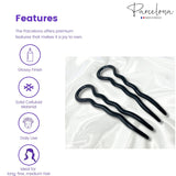 Parcelona French Sleek 3 1/2" Celluloid Wavy U Shaped Hair Pins for Women(2 Pcs)