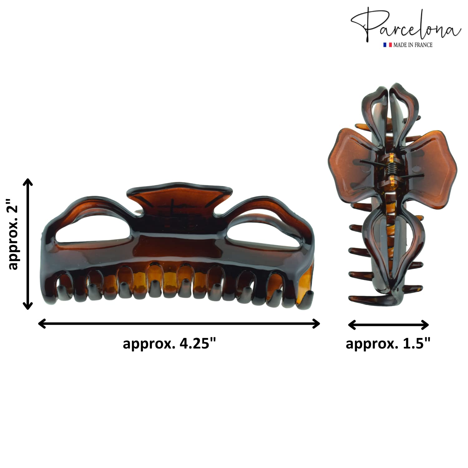 Parcelona French Large Shell 4.25" Cellulose Jaw Hair Claw for Women and Girls