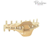Parcelona France Medium Ivory Beige Narrow Thin Jaw Hair Claw Clip