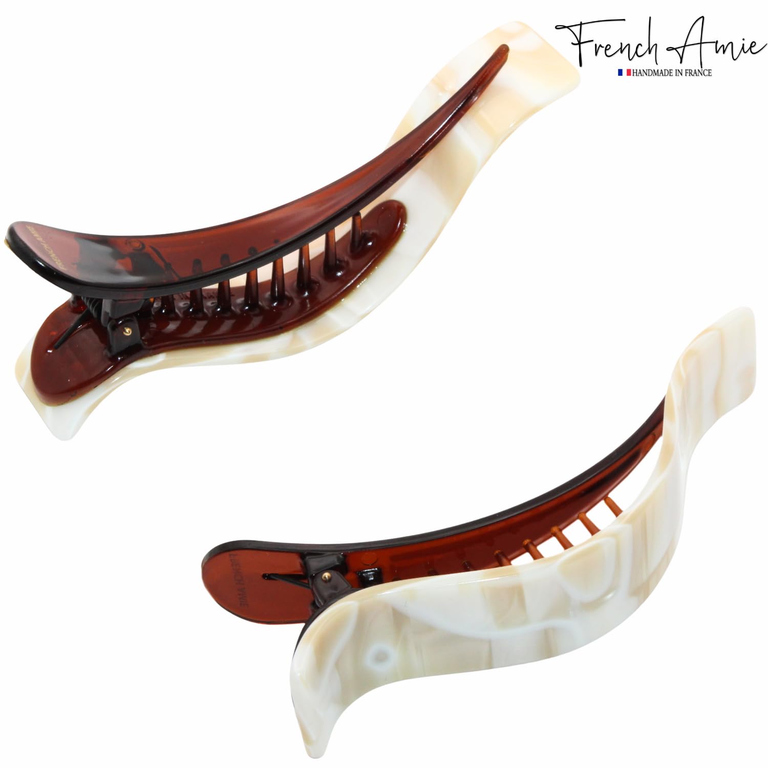 French Amie Duckbill Style Curved Rectangle Hair Claw – Women Girls Hair Clip