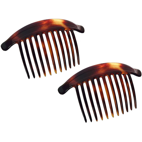 Parcelona French 11 Teeth Set of 2 Tortoise Shell Interlocking Side Hair Comb