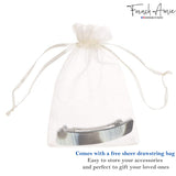 French Amie Oblong 3 1/2" Celluloid Handmade Automatic Hair Barrette for Women