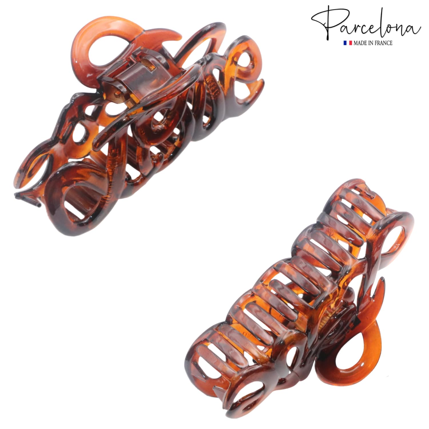 Parcelona French Love Medium 3" Cellulose Acetate Hair Claw Clip for Women