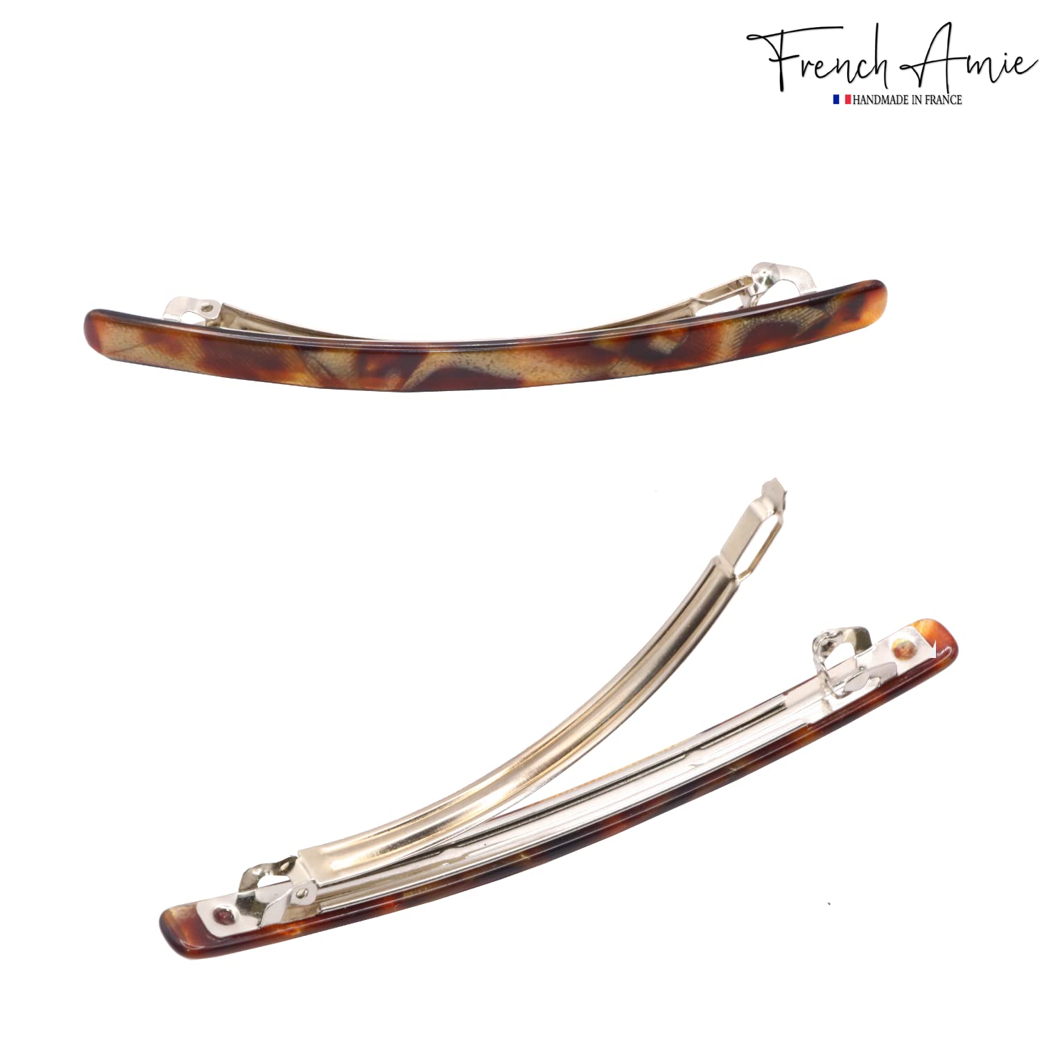 French Amie Long And Thin Large 4” Cellulose Handmade Hair Clip Barrette