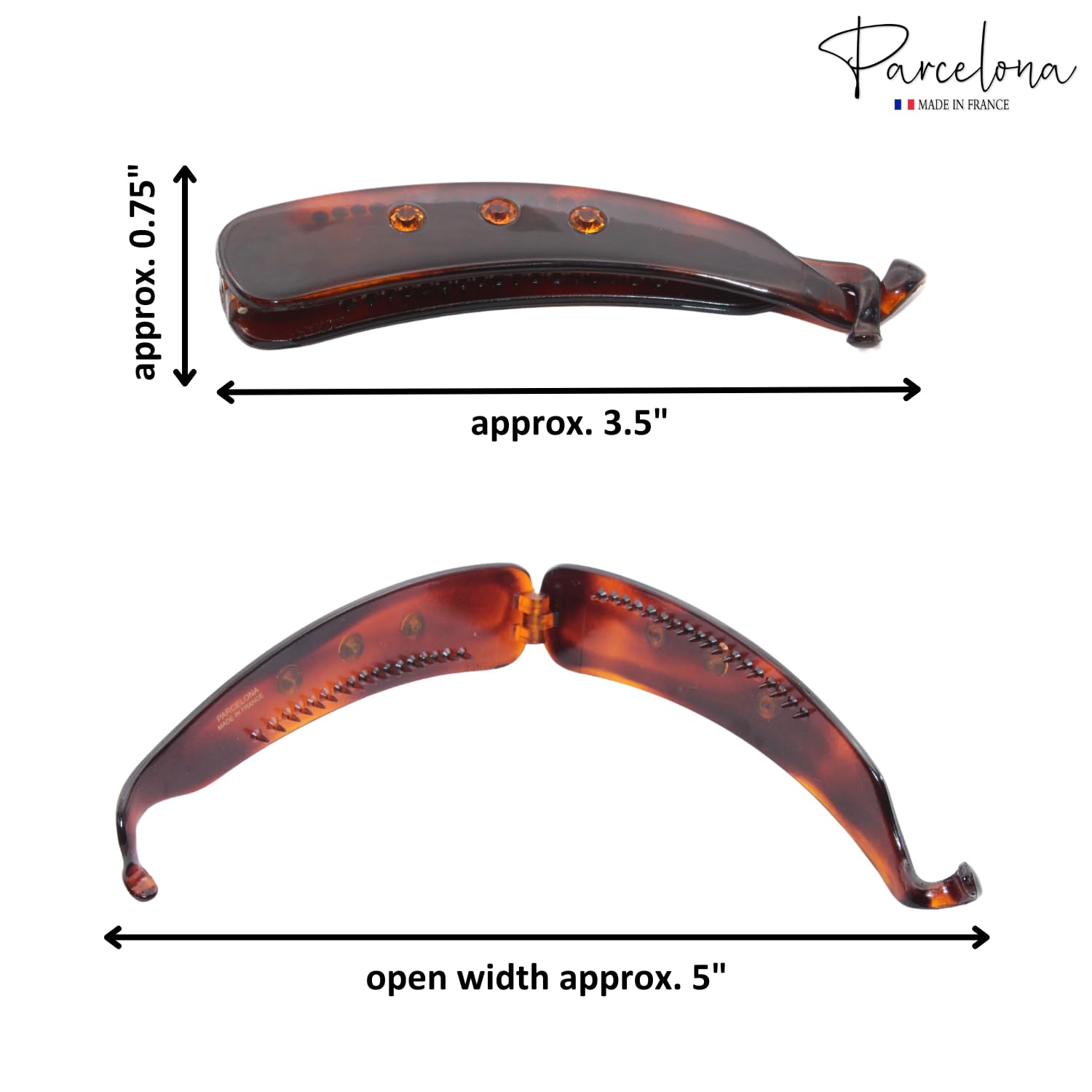 Parcelona French Lock Medium Crystal Cellulose Shell Banana Hair Clip for Women