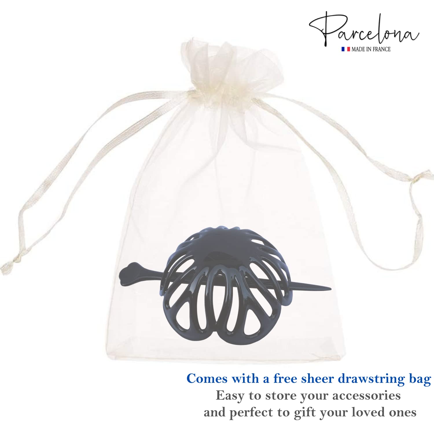Parcelona French Radial 3.5 Inch Dome Bun Holder Hair Slide Cuff Pin with Stick
