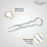 Parcelona French Sleek 3 1/2" Celluloid Wavy U Shaped Hair Pins for Women(3 Pcs)