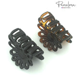 Parcelona French Plume Small Shell & Black Set of 2 Jaw Hair Claw Clip 2 Inch
