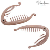 Parcelona French Effortless Mini Small Celluloid Banana Hair Clips(2 Pcs)