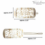 French Amie Swirls 2 ¼” Celluloid Handmade Snap Hair Clips for Women 2 Pcs