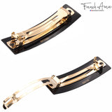 French Amie Medium Fine Wide Rectangular Handmade Hair Barrette for Women