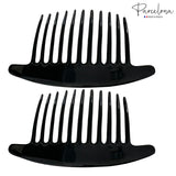 Parcelona French Tapered Edge 11 Teeth Side Hair Combs for Women & Girls (2Pcs)