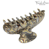 French Amie Thin Oval Large 4 1/4” Handmade Celluloid Jaw Hair Claw for Women